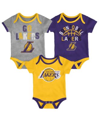 Baby Boys' and Girls' Los Angeles Lakers Born To Ball Bodysuit Set, 3-Pack