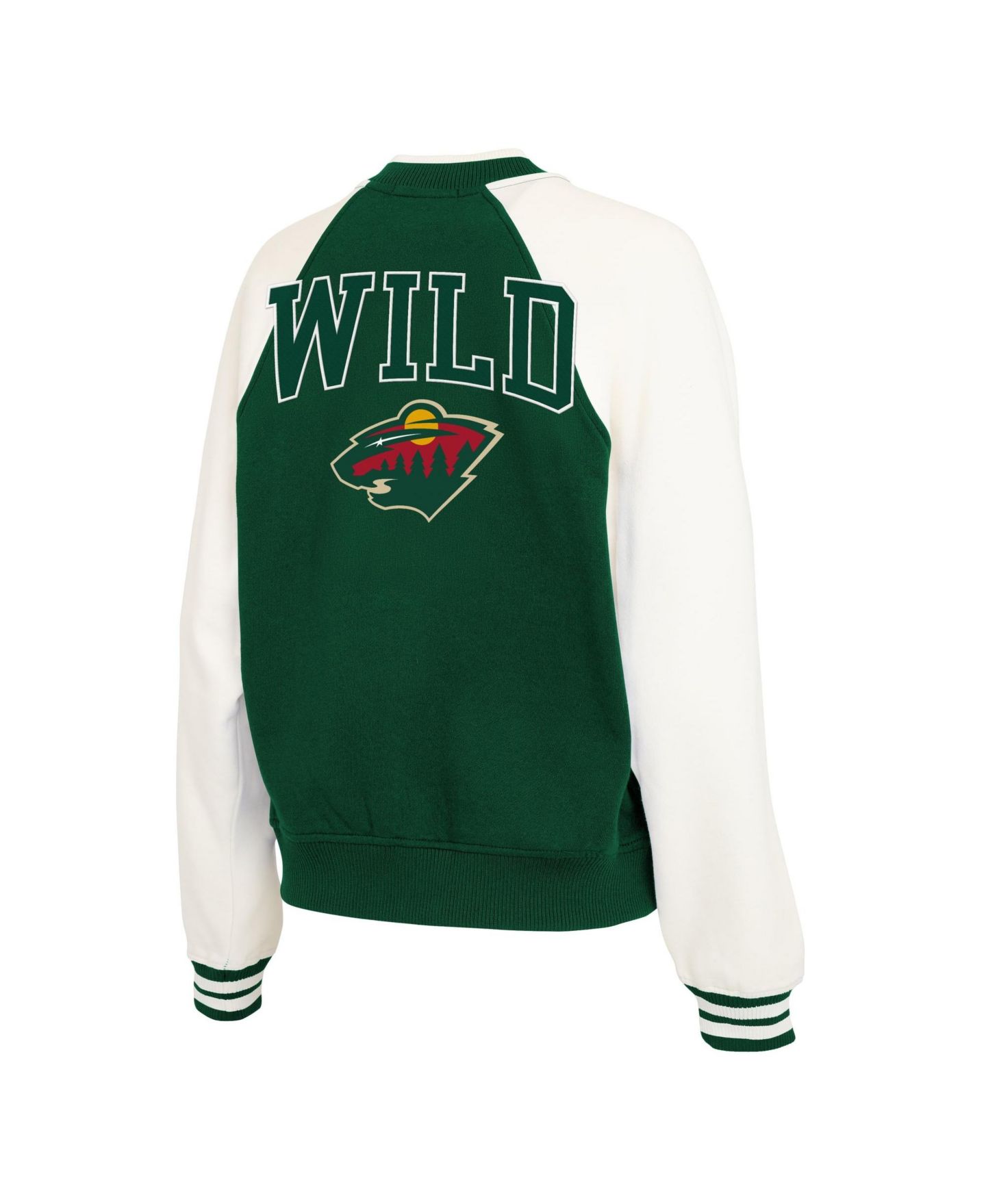 Женская куртка WEAR by Erin Andrews Green/White Minnesota Wild Fleece Varsity Full-Zip — фото 4
