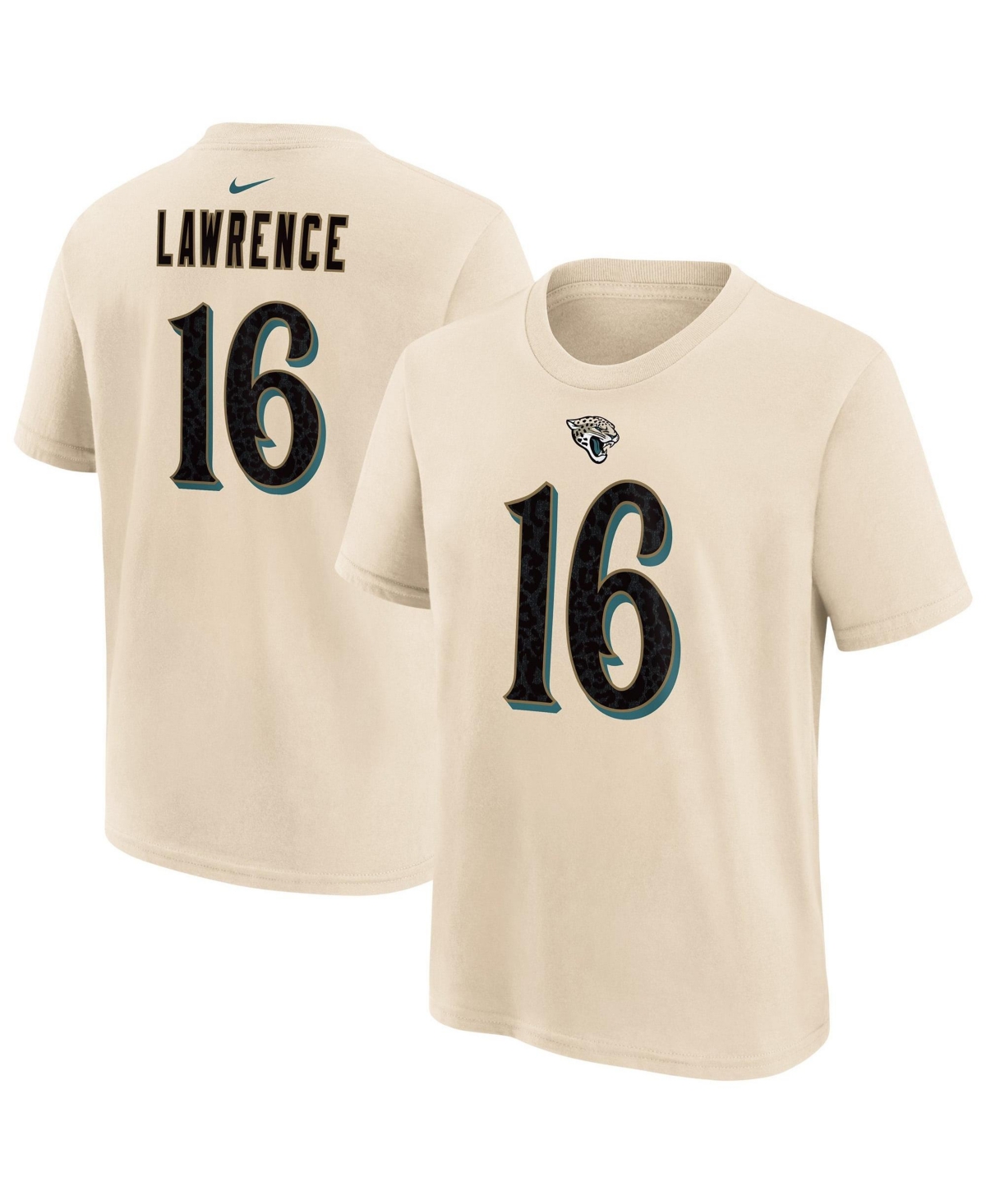 Nike Big Boys' and Girls' Trevor Lawrence Natural Jacksonville Jaguars 2026 Rivalries Collection Name & Number T-Shirt