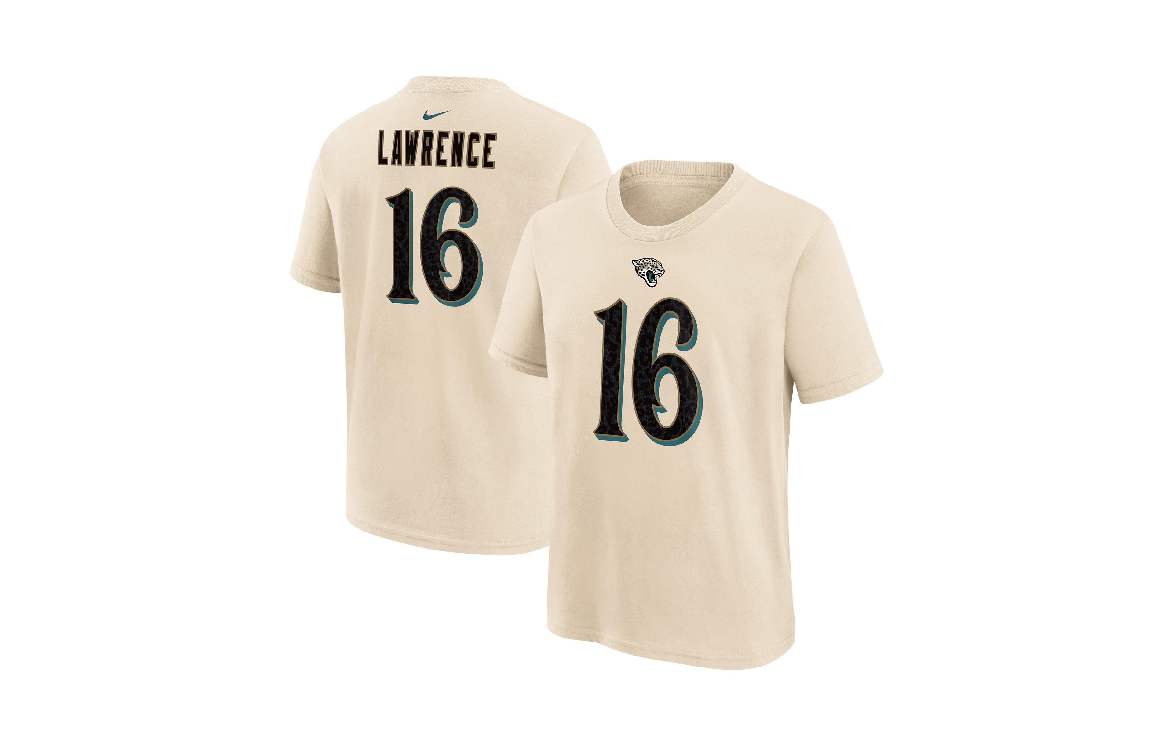 Nike Big Boys' and Girls' Trevor Lawrence Natural Jacksonville Jaguars 2026 Rivalries Collection Name & Number T-Shirt