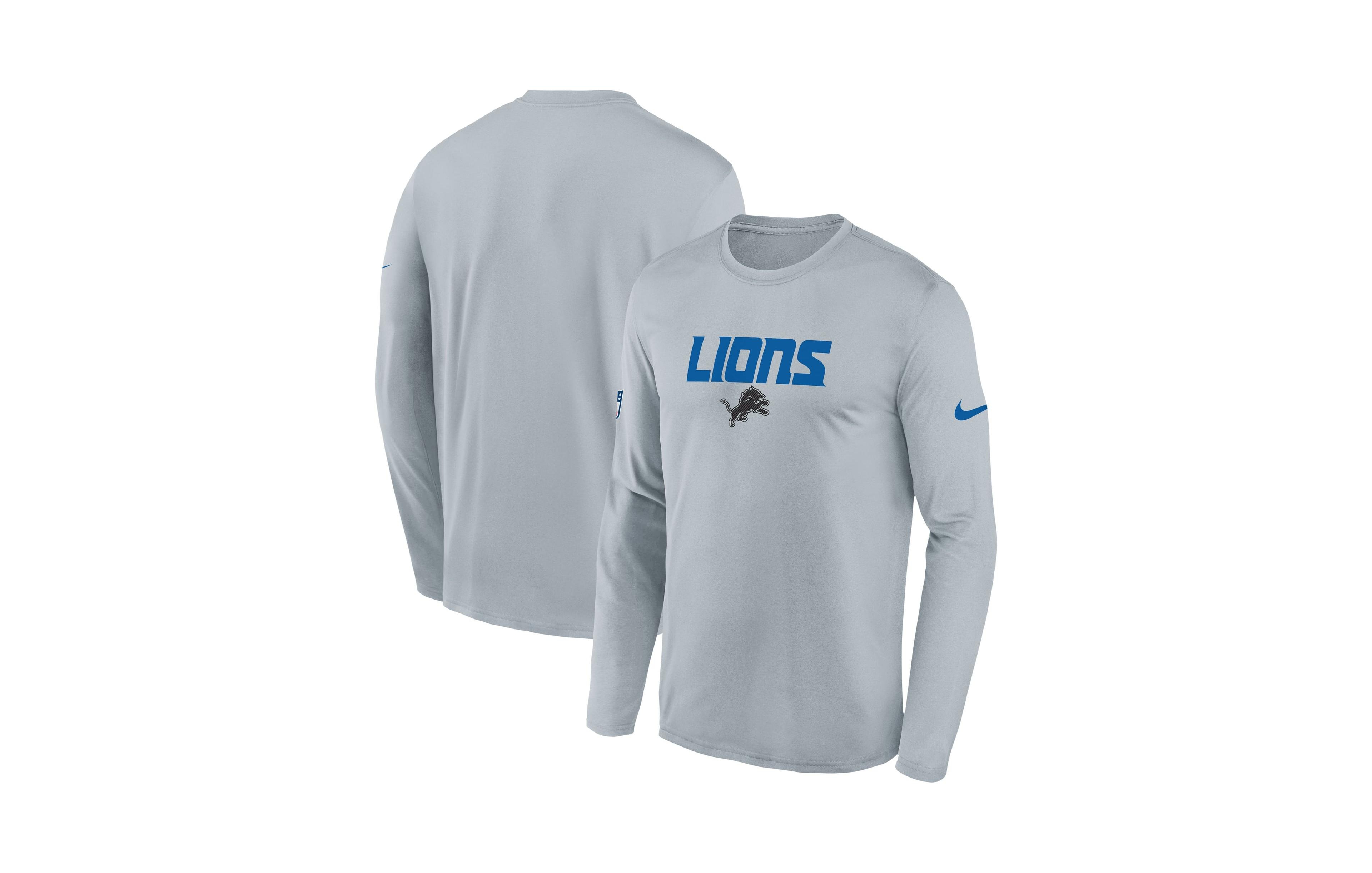 Nike Big Boys' and Girls' Silver Detroit Lions 2026 Rivalries Collection Sideline Legend Long Sleeve T-Shirt