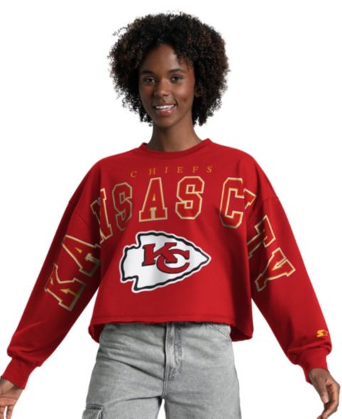 Женская толстовка Starter Red Kansas City Chiefs Bleachers Cropped