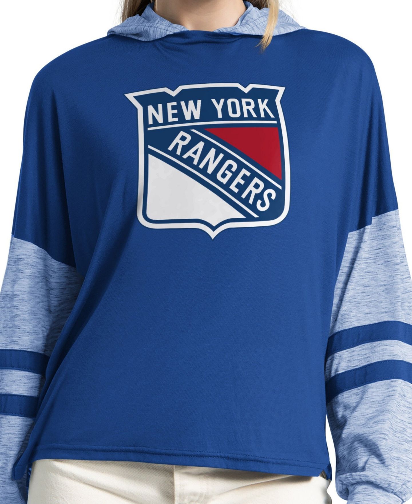 Женская футболка Starter Royal New York Rangers Fuel Up Long Sleeve Hooded — фото 3