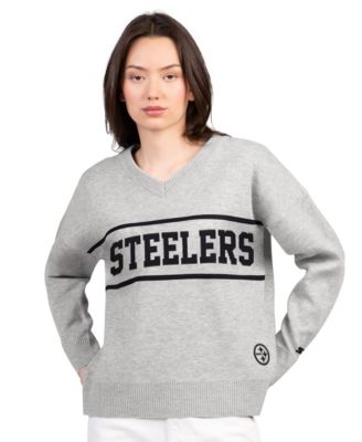 Women's Gray Pittsburgh Steelers Best Shot V-Neck Sweater