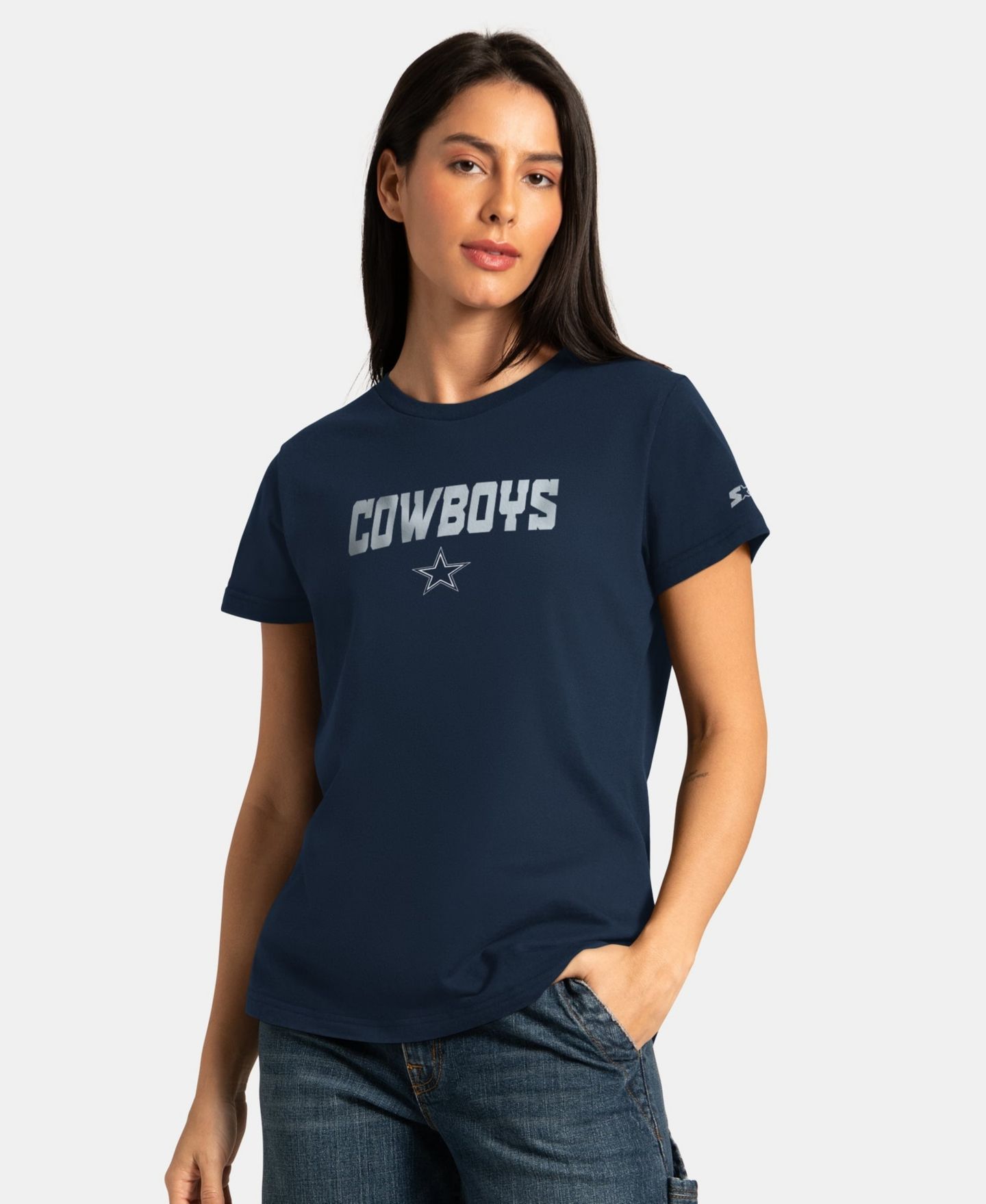 Женские футболки Starter Navy/Ash Dallas Cowboys Short Sleeve Long Sleeve T-Shirt Combo Pack — фото 2