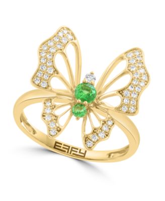 Diamond and Tsavorite Cocktail Ring (1/5 ct. t.w. Diamond, 1/5 ct. t.w. Tsavorite) in 14k Yellow Gold