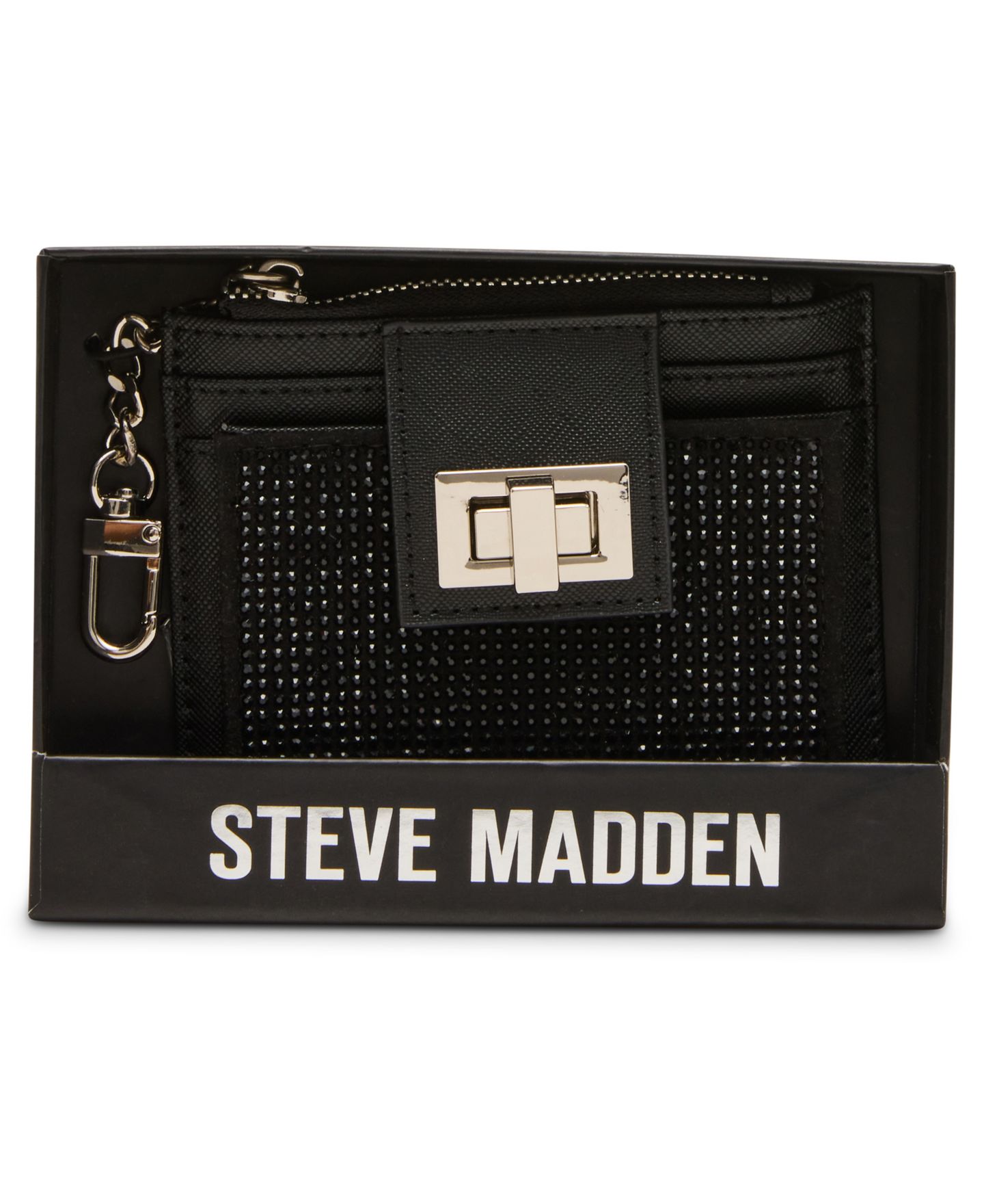 Женский кошелёк Steve Madden Blynda-G Mini Rhinestone Card Case, цвет: Чёрный — фото 1