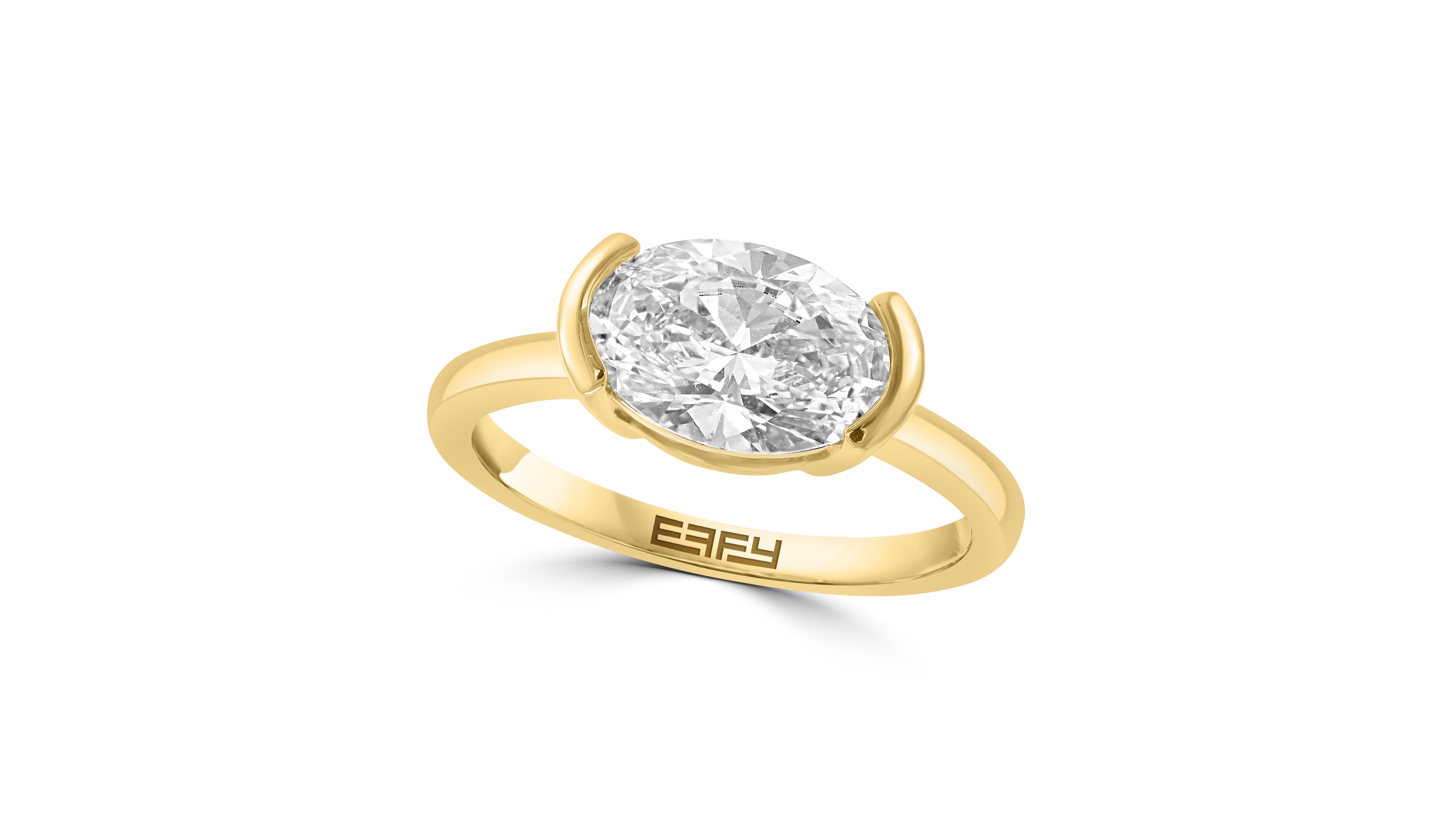 Effy Lab Grown Diamond Oval Solitaire Ring (2 ct. t.w.) in 14K Yellow Gold