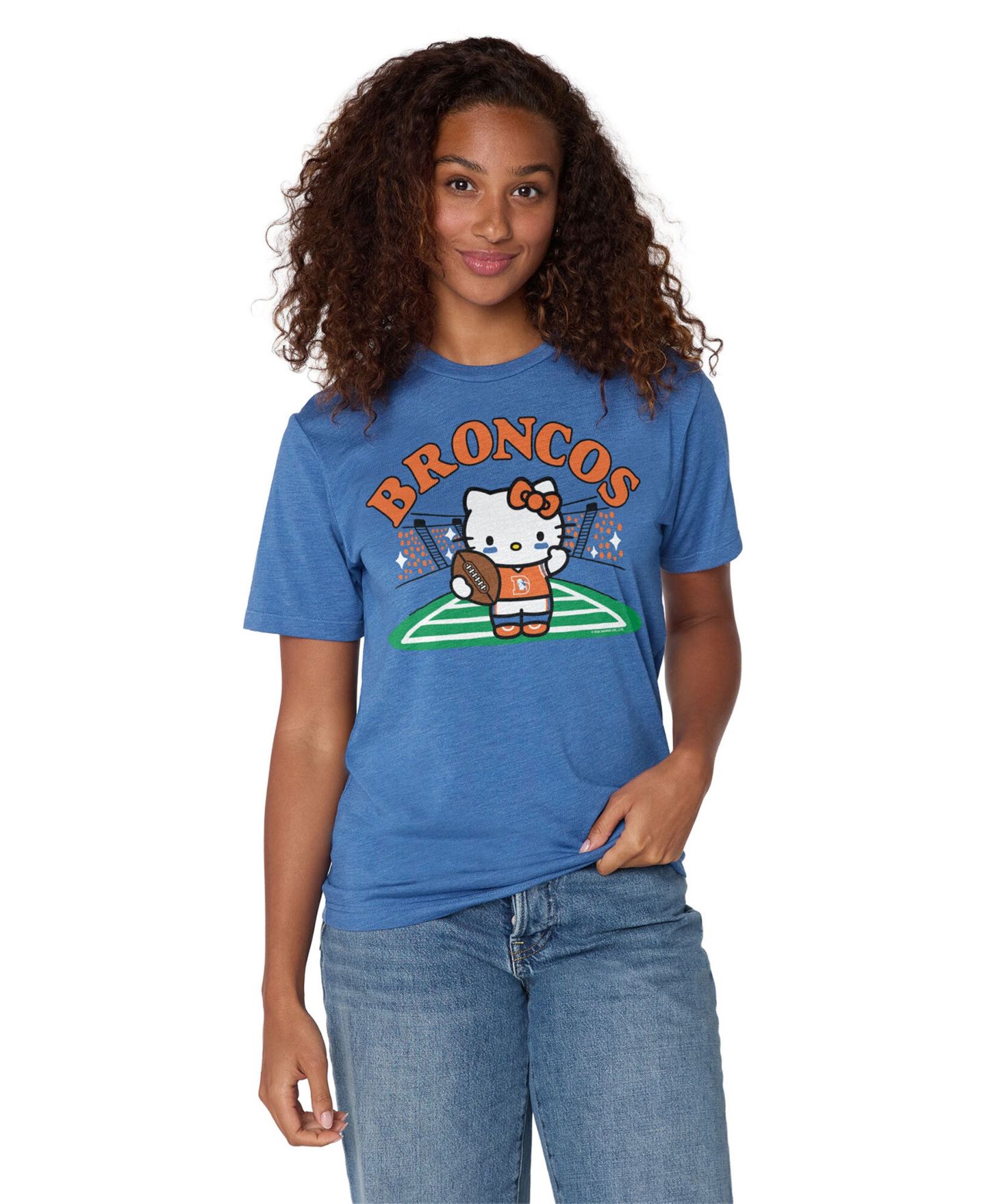 Футболка Homage Blue Denver Broncos X Hello Kitty Triblend — фото 2