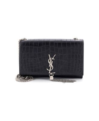 Medium Classic Monogram Tassel Crossbody Bag Embossed Leather