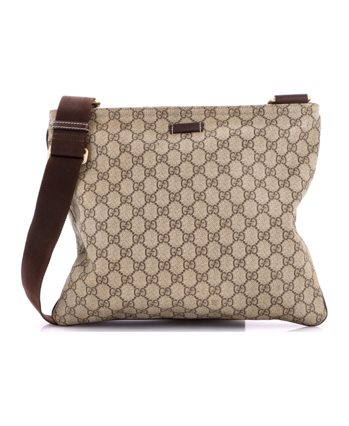 Pre-Owned Gucci Large Zip Top Messenger Bag Gg Coated Canvas