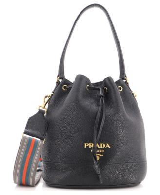 Small Dual Strap Top Handle Bucket Bag Vitello Daino
