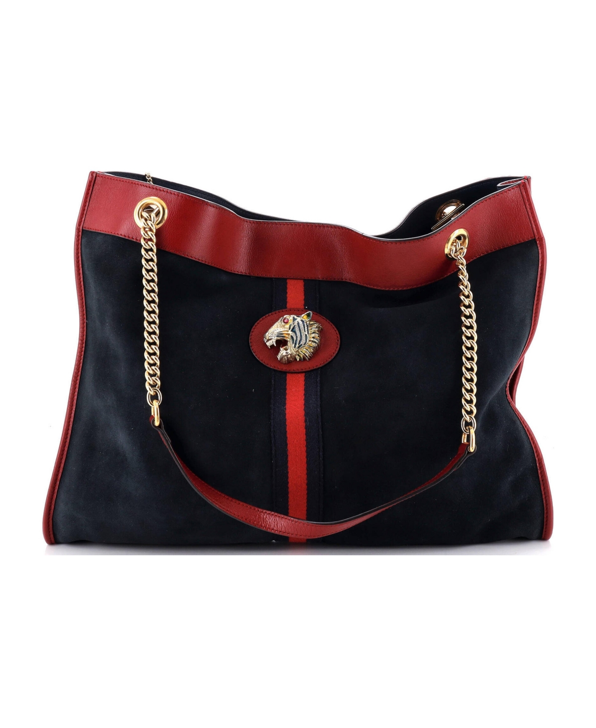 Pre-Owned Gucci Large Rajah Chain Tote Suede - Blue