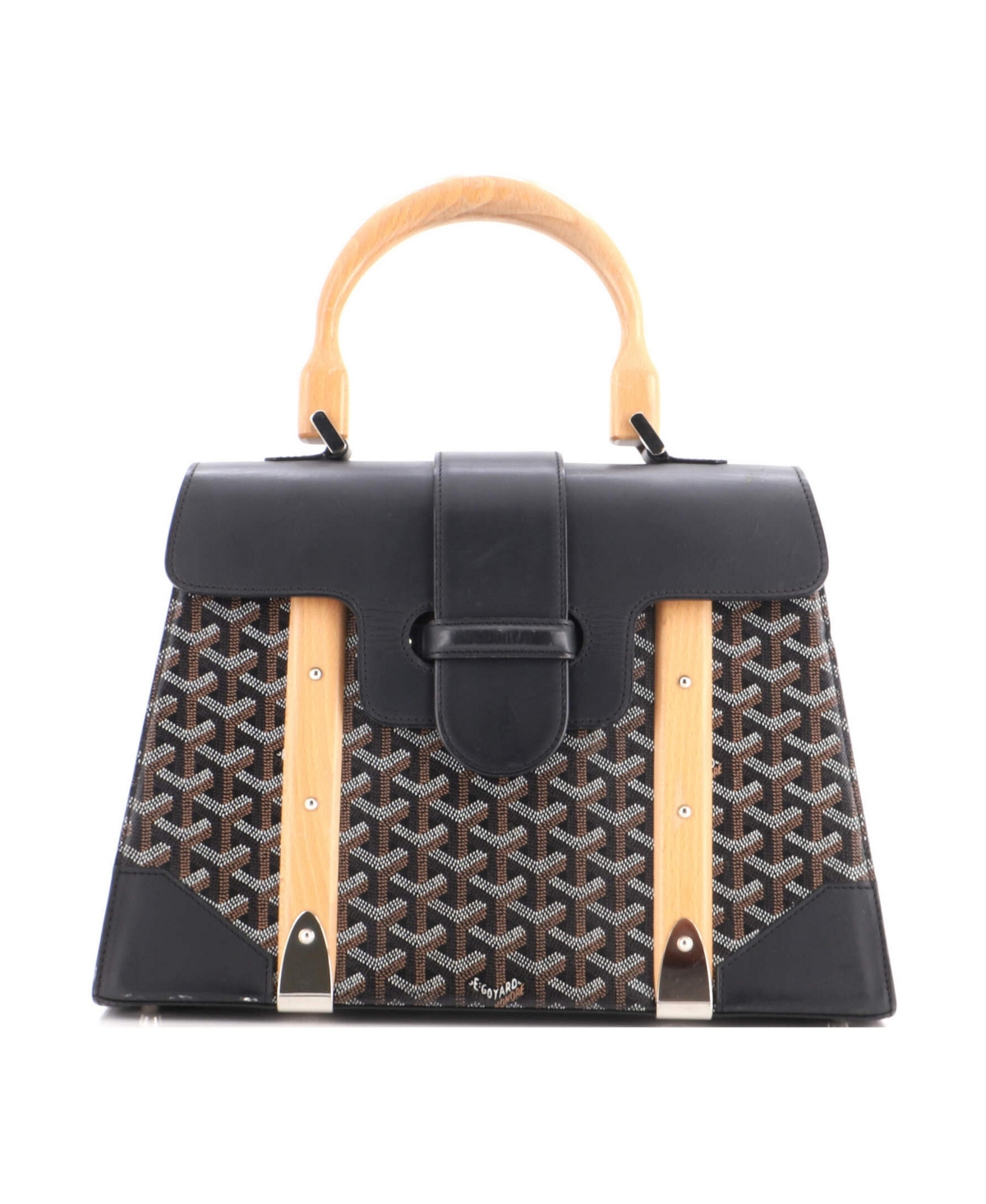 Pre-Owned Goyard Mm Saigon Top Handle Bag Coated Canvas with Leather