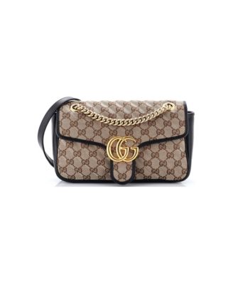 Small GG Marmont Flap Bag Diagonal Quilted GG Canvas with Leather