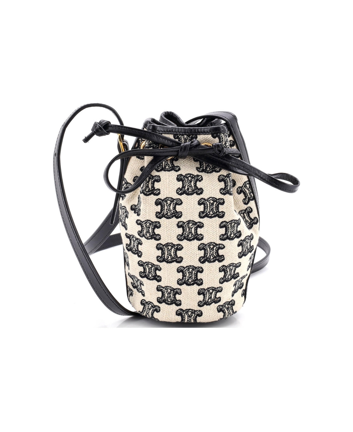 Pre-Owned Celine Micro Drawstring Bucket Bag Triomphe Canvas