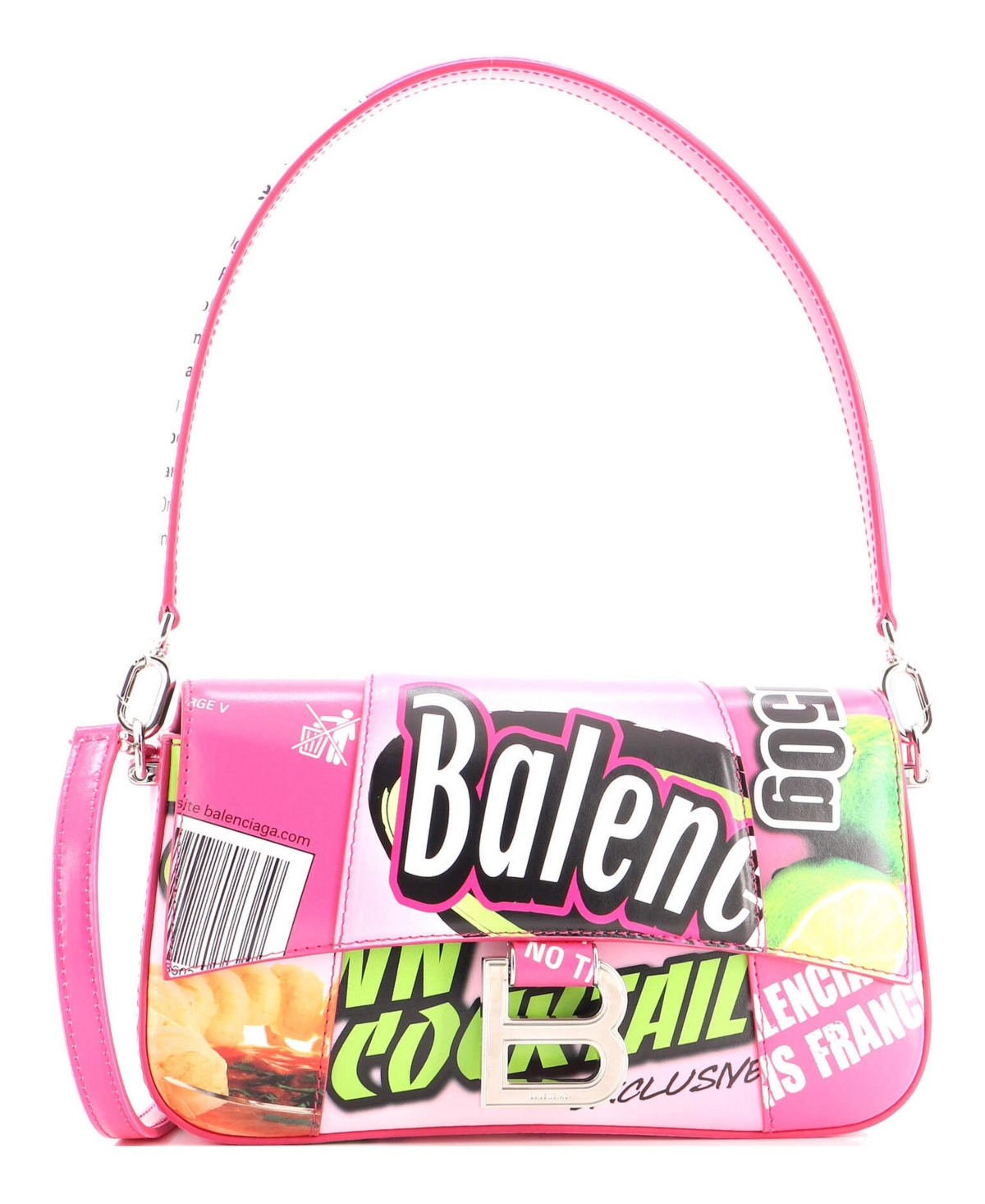 Pre-Owned Balenciaga Small Hourglass Sling Convertible Shoulder Bag Printed Leather - Pink