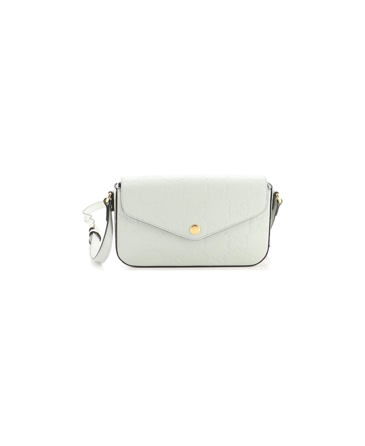 Pre-Owned Gucci Super Mini Envelope Flap Crossbody Bag Jumbo Gg Embossed Leather - Green