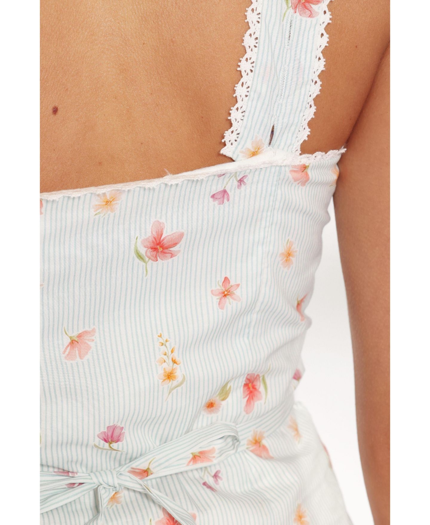 Женский топ Petal and Pup Ana Sleeveless V-Neck Lace-Trim, цвет: Синий полосатый — фото 8