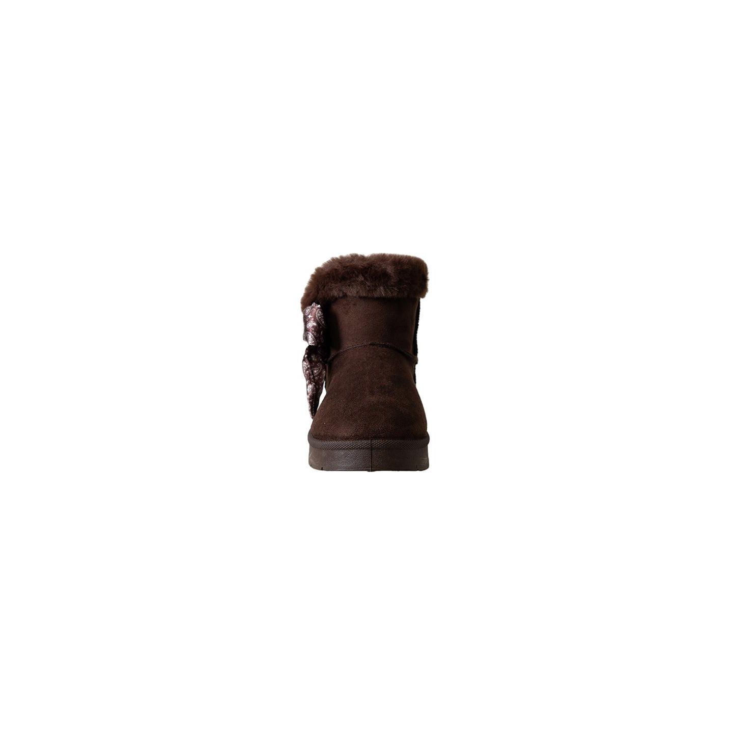 Ботинки Bebe Cozy Boot with Bandana Bow and Hanging Charms Faux Fur Collar Boots для девочек, цвет: Тёмный коричневый — фото 4