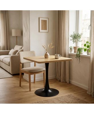 Square Dining Table 27.6", Tulip Pedestal Table, Mid-Century Modern Bistro Table