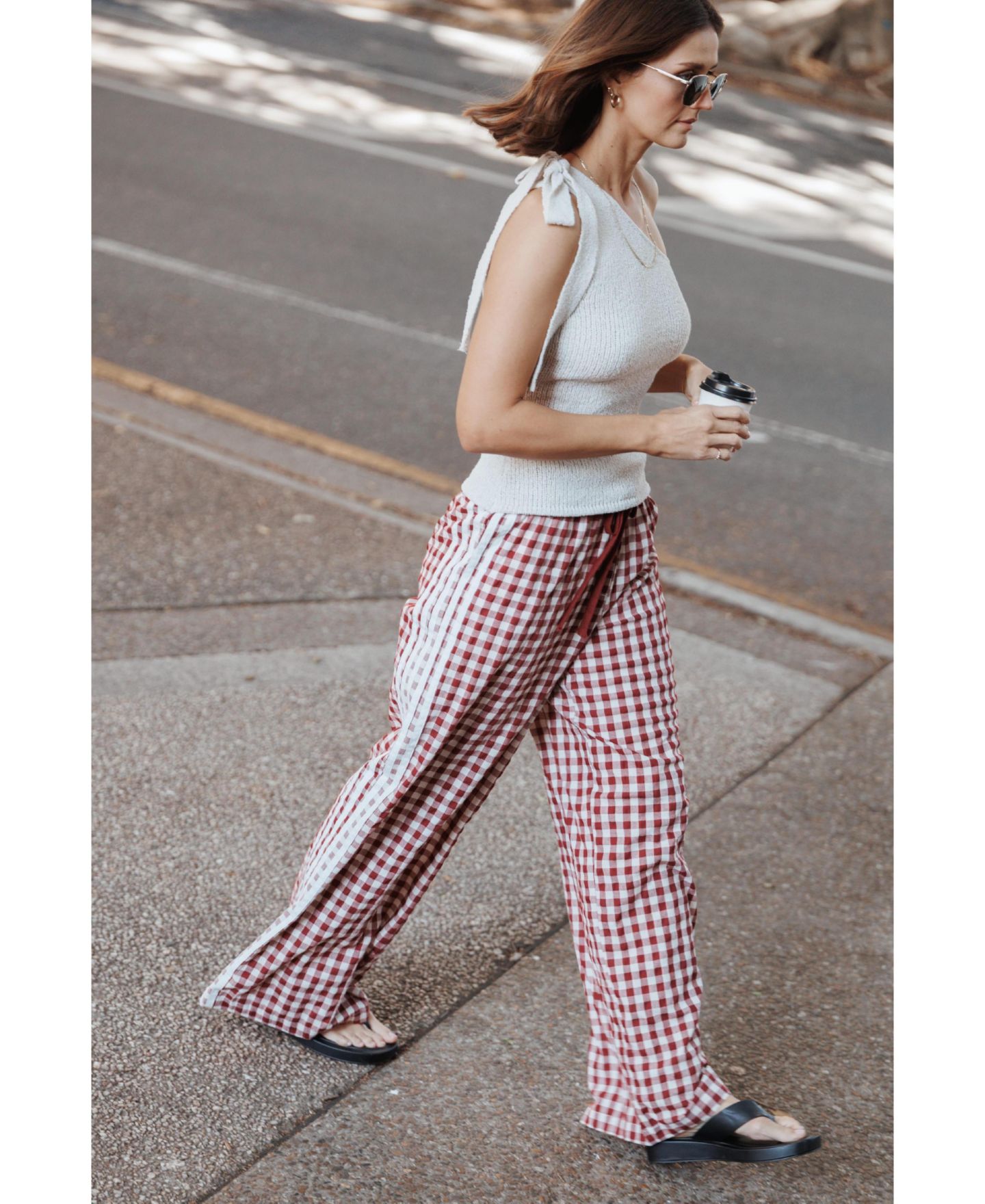 Женские брюки Petal and Pup Lawson Wide-Leg High-Rise Gingham — фото 8
