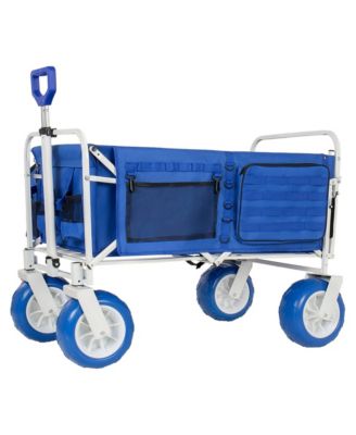 Collapsible Folding Wagon Cart with Extendable Tailgate,9" All Terrain Wheels,500lbs Heavy Duty,Detachable Cooler Bags for Beach,Camping