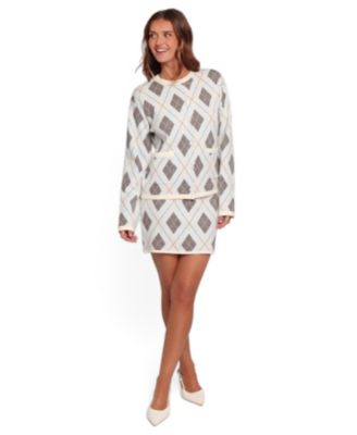 Women's Melissa Argyle Knit Long-Sleeve Top and Skirt, 2-Piece Set