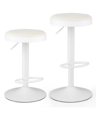 Set of 2 Kitchen Bar Stools with Height Adjustment Padded Seat and D-Shaped Footrest