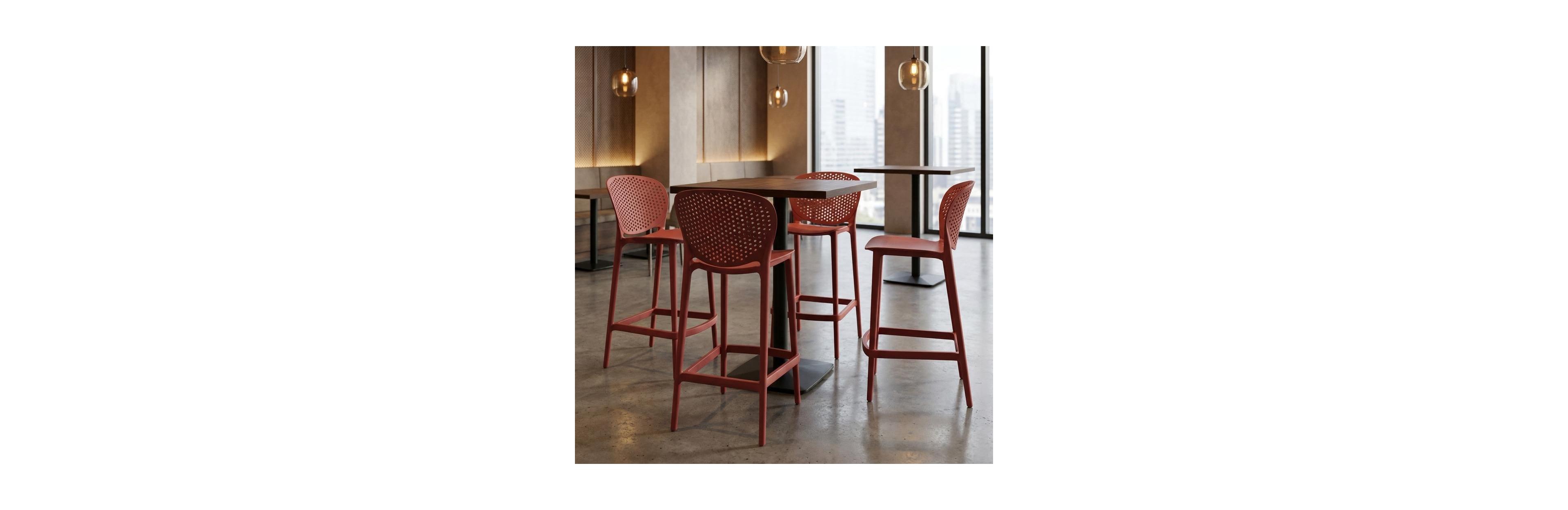 HomeRoots Set of Four 26"Heavy Duty Plastic Low Back Counter Height Bar Chairs