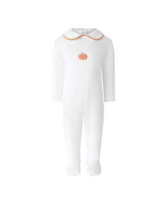 Baby Boys' and Girls' Pumpkin-Embroidered Pima Cotton Footie
