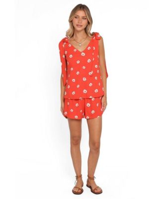 Women's Varity Floral V-Neck Pull-On Top and Shorts, 2-Piece Set