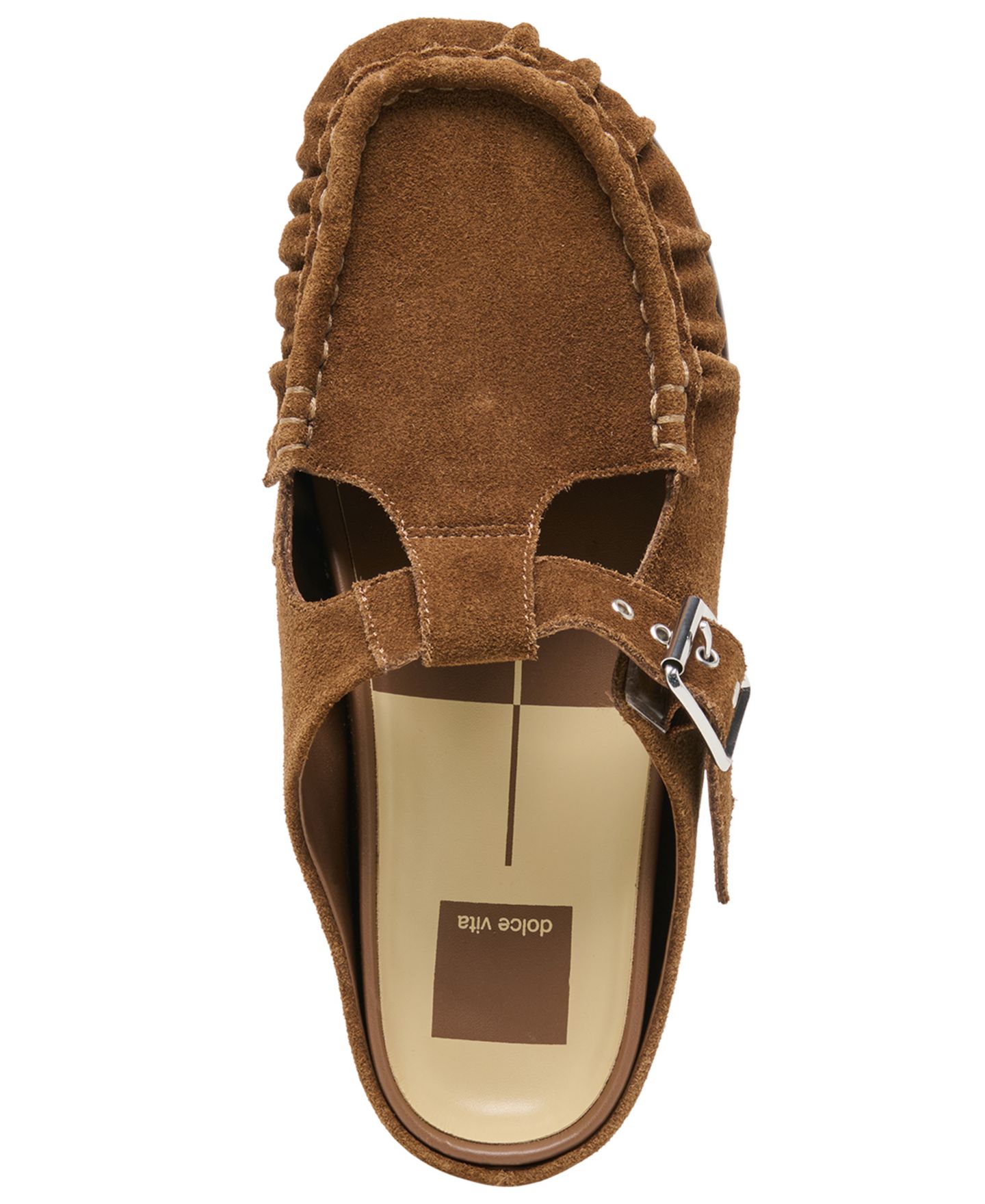 Женские сабо Dolce Vita Jeanne Ruched Buckled Mule, цвет: Каштановый замшевый — фото 4