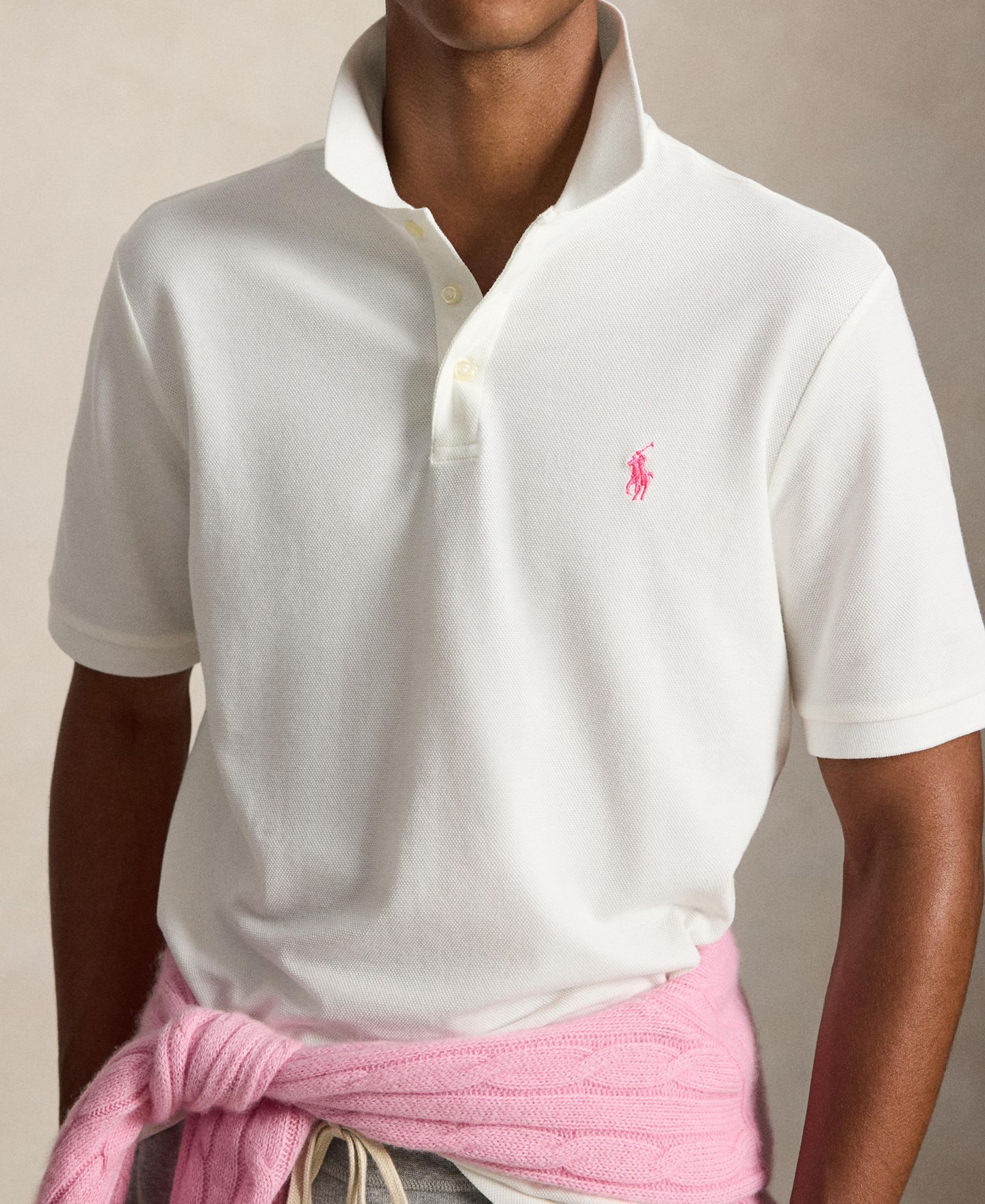 Мужская рубашка-поло Polo Ralph Lauren Pink Pony из эластичной сетки, цвет: Чёрный — фото 11