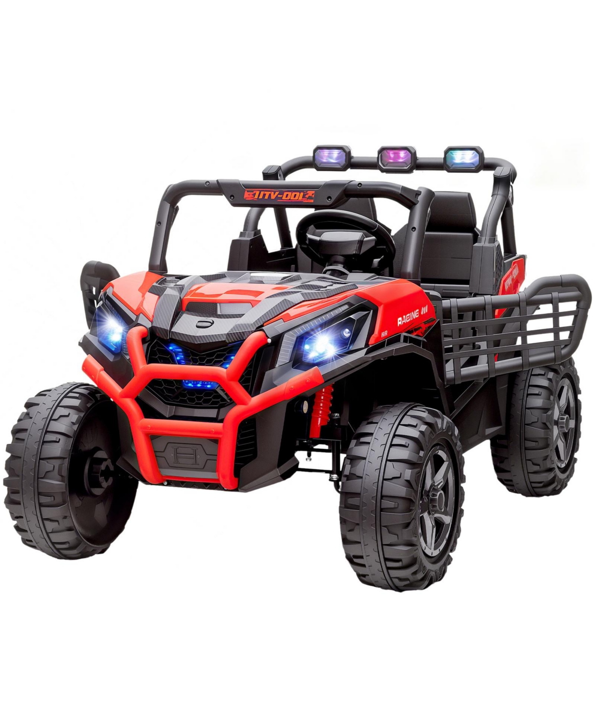 Glintex 2-Seater 24V Kids Electric Car with Remote Control and Spring Suspension, 132-lb Capacity, Ages 3-8 - Red
