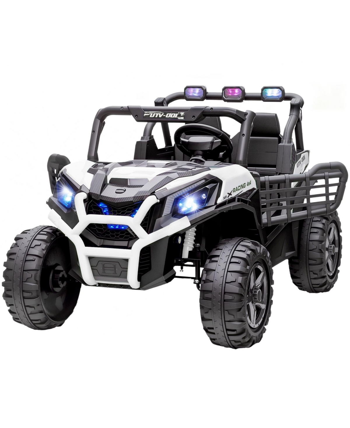 Glintex 2-Seater 24V Kids Electric Car with Remote Control and Spring Suspension, 132-lb Capacity, Ages 3-8 - White