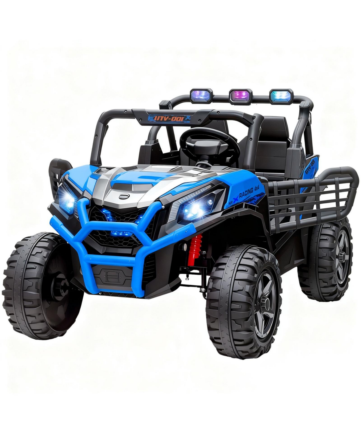 Glintex 2-Seater 24V Kids Electric Car with Remote Control and Spring Suspension, 132-lb Capacity, Ages 3-8 - Blue