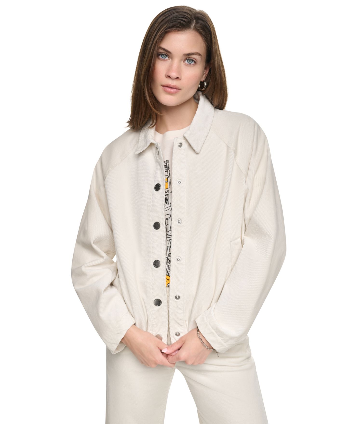 Женская куртка DKNY Jeans Raglan Sleeve Bubble, цвет: Сливочный — фото 1