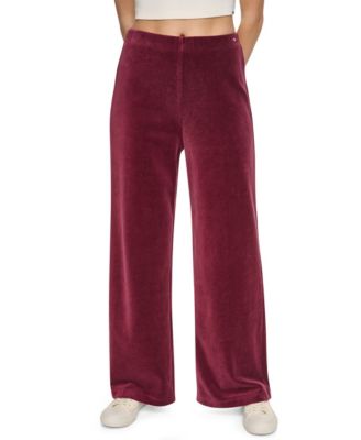 Women's Velour High-Rise Wide-Leg Pants