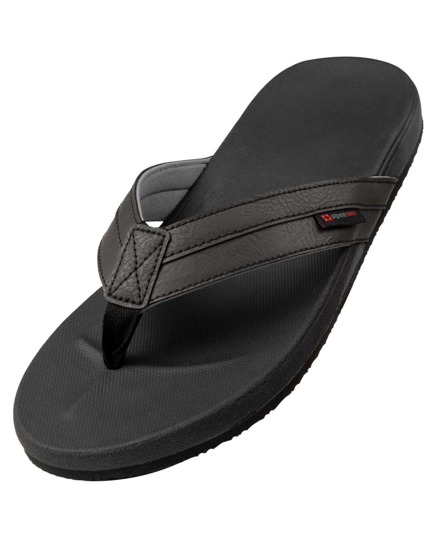 Мужские сандалии Alpine Swiss Trey Flip Flops Cushion, цвет: Чёрный — фото 2