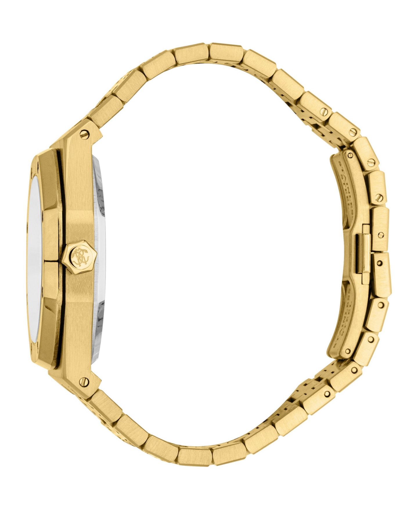 Мужские часы Roberto Cavalli Quartz Octagonal Stainless Steel Bracelet Watch, 42mm, цвет: Золотой — фото 3