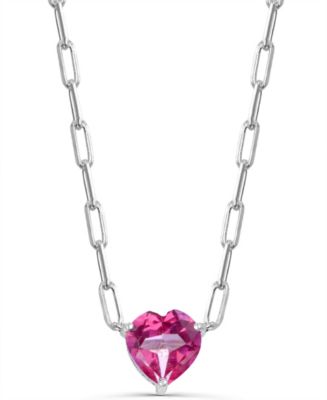 Macy's Pink Topaz Hearts Pendant with Paperclip Link Chain (1-3/4 ct. t ...