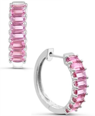 Lab-Grown Pink Sapphire Hoop Earrings (2-1/5 ct. t.w.) in Sterling Silver