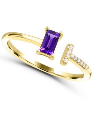Amethyst (1/5 ct. t.w.) and Diamond Accent Ring in 14k Gold-Plated Sterling Silver