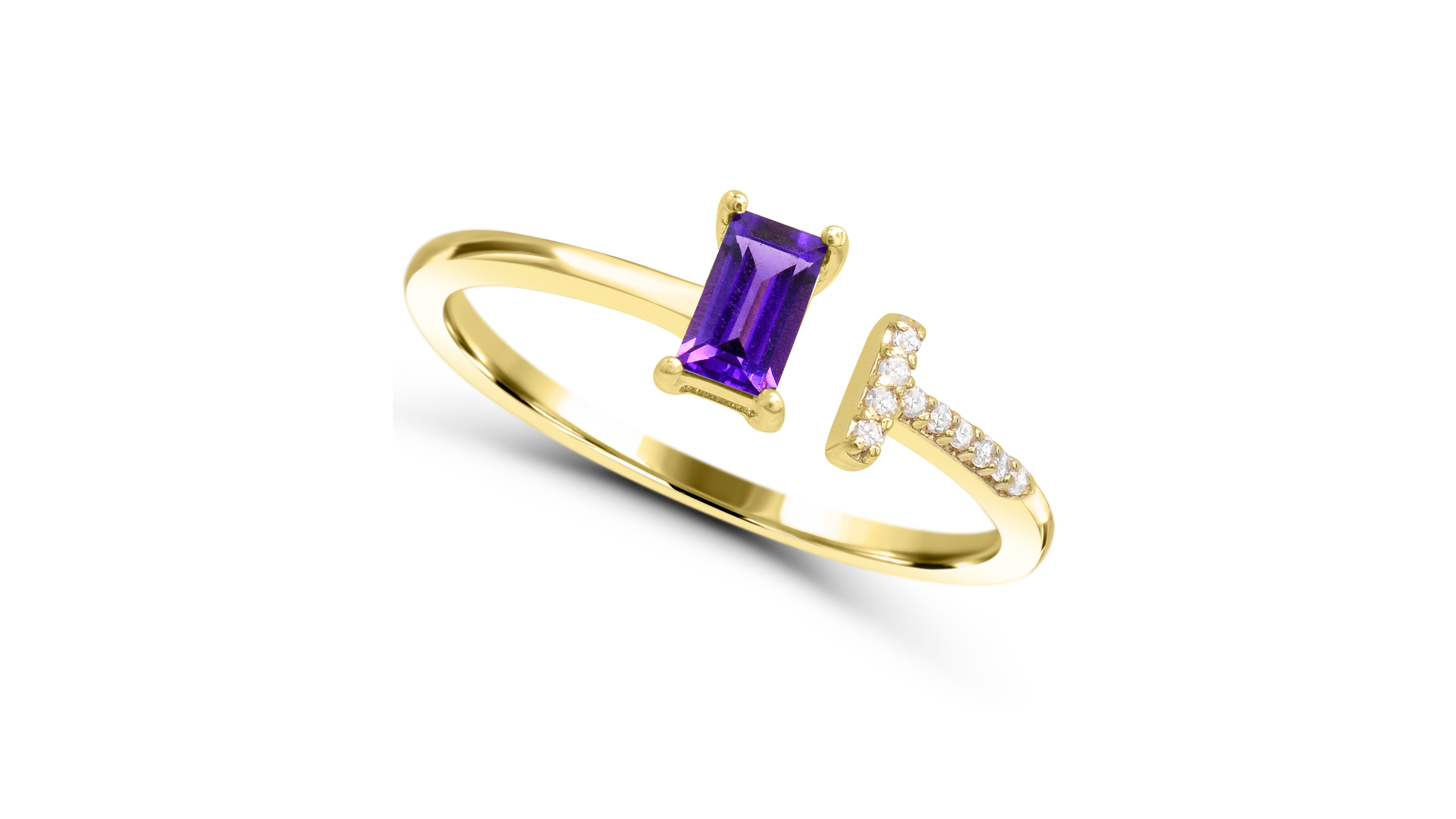 Macy's Amethyst (1/5 ct. t.w.) and Diamond Accent Ring in 14k Gold-Plated Sterling Silver