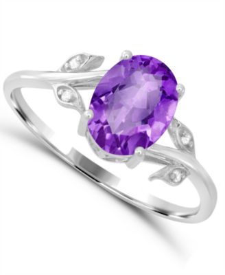 Amethyst Cocktail Ring (3/4 ct. t.w.) with Diamond Accent in Sterling Silver