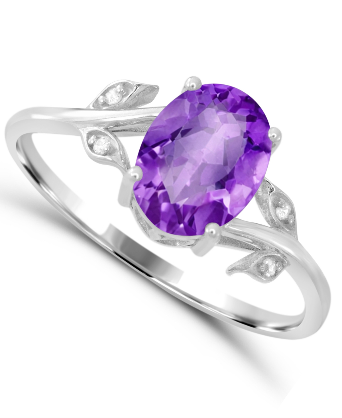 Macy's Amethyst Cocktail Ring (3/4 ct. t.w.) with Diamond Accent in Sterling Silver - Purple