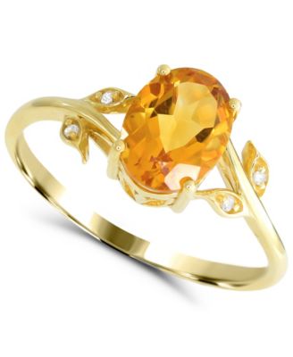 Citrine (7/8 ct. t.w.) and Diamond Accent Ring  in 14k Gold-Plated Sterling Silver