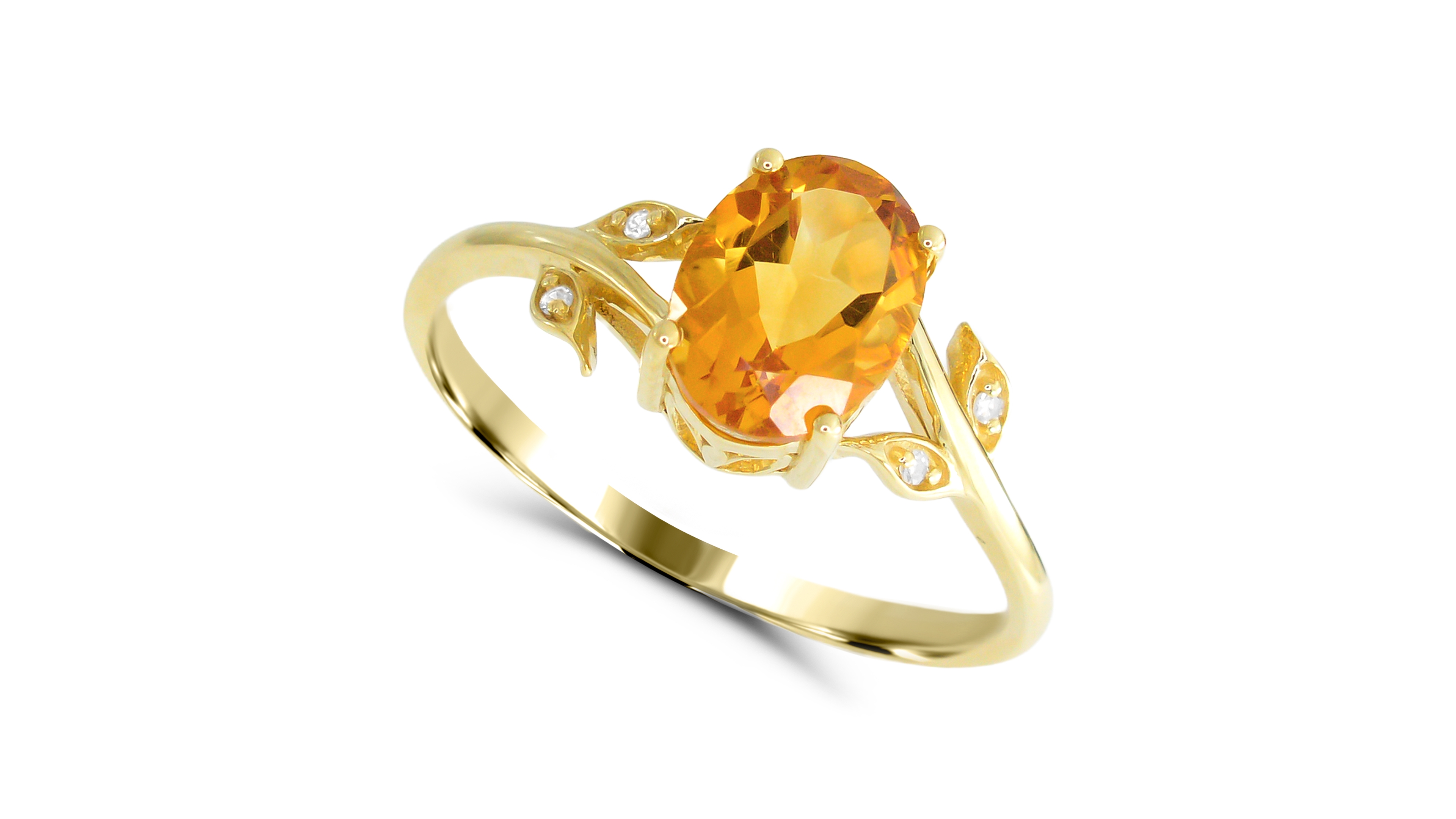 Macy's Citrine (7/8 ct. t.w.) and Diamond Accent Ring in 14k Gold-Plated Sterling Silver