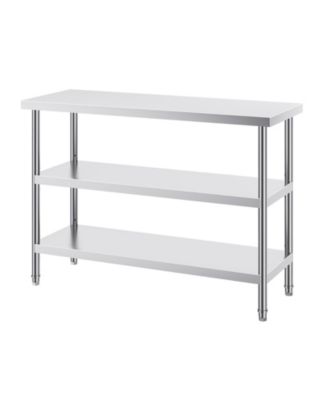 Stainless Steel Food Prep Table with 2 Adjustable Undershelf 18 x 48 x 34 in Kitchen Worktable Table
